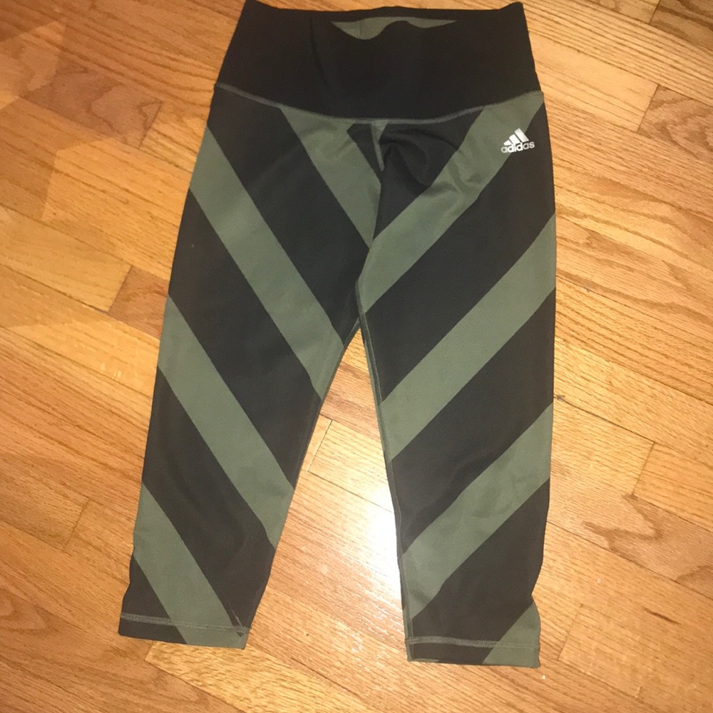 Adidas black and sage capris